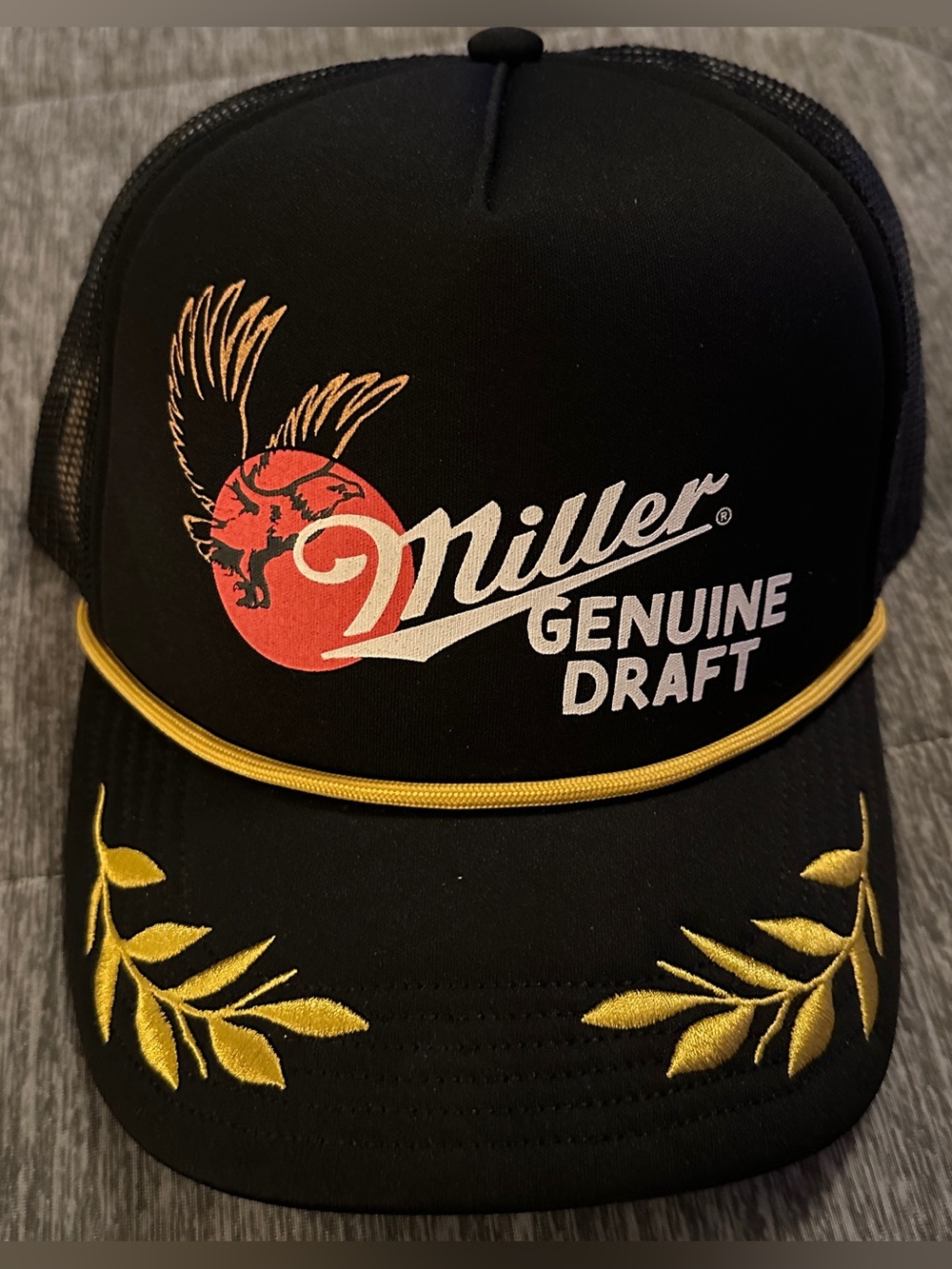 Black and Gold Embroidered SnapBack Trucker Hat